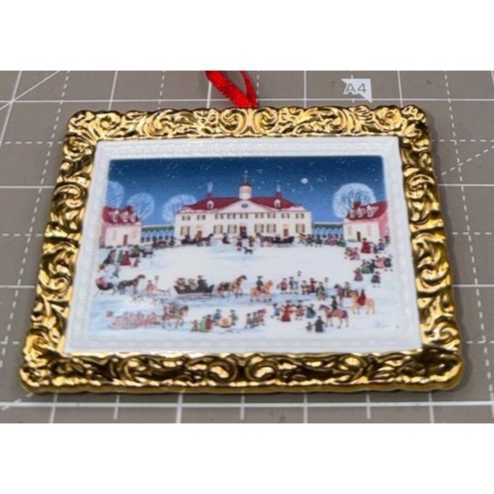 Vintage Porcelain Mount Vernon Winter Scene Ornament Limited Edition